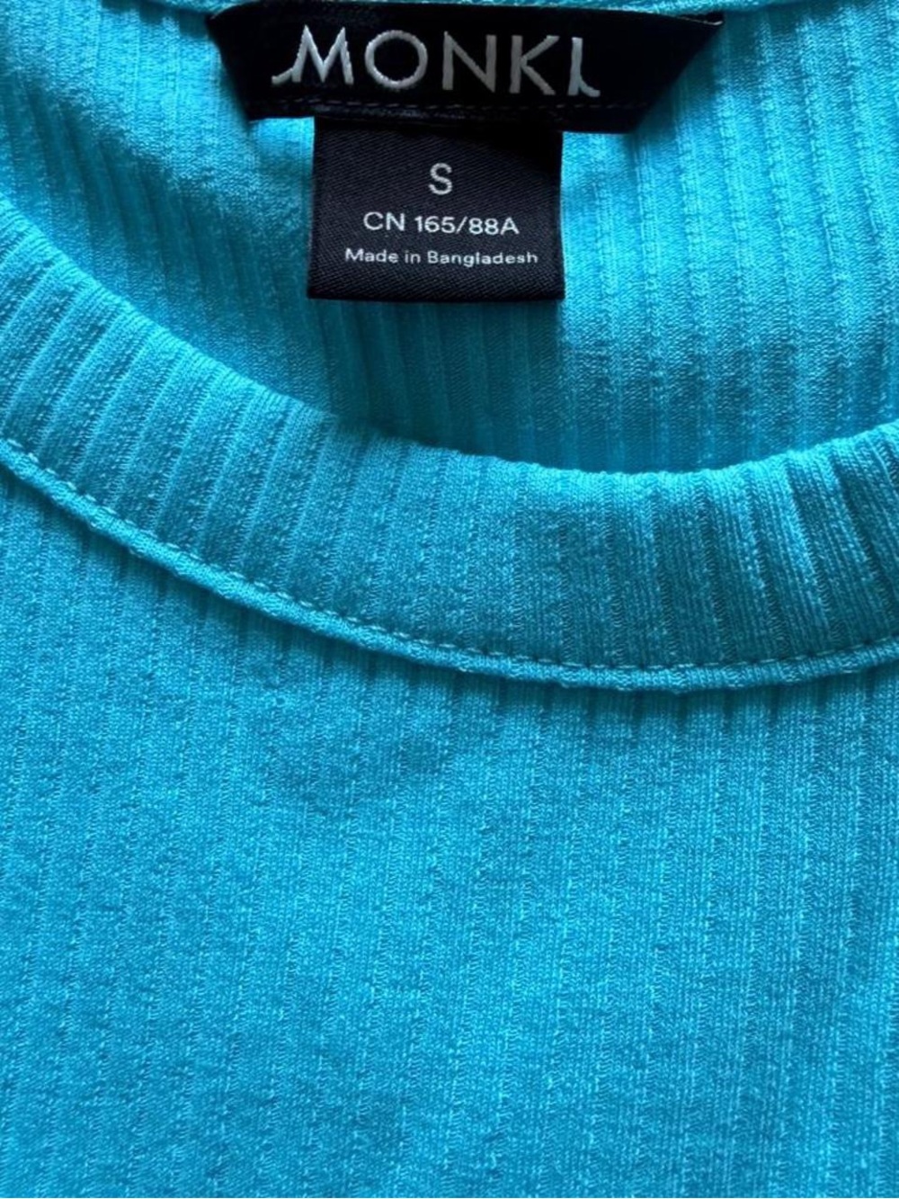 Monki Turquoise Ribbed High-Neck Tank - Picture 4 of 4